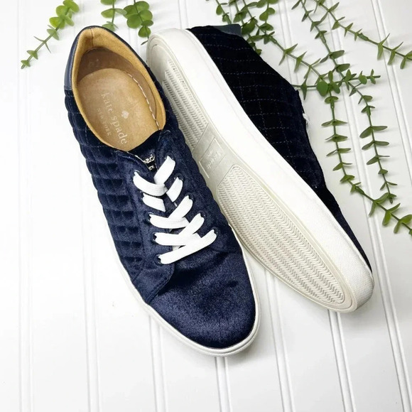 Kate Spade Blue Velvet Fleet Quilted Sneakers Women's Size 7.5 - Picture 7 of 9